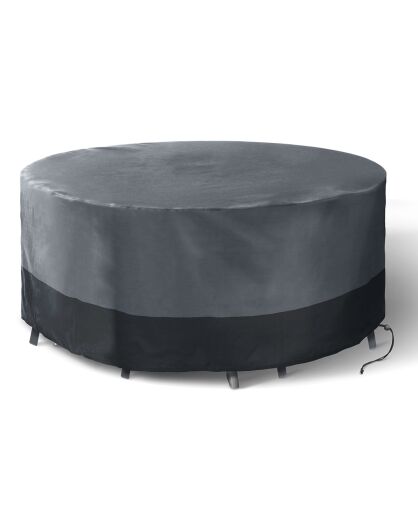 Housse de protection pour table ronde + chaises gris/noir - D.220x74 cm